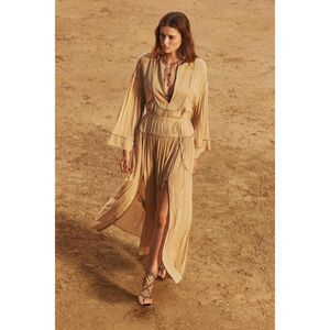 Zara Women Maxi Dress S Small Tan Brown V-Neck Limited Edition 2289/759 NWT